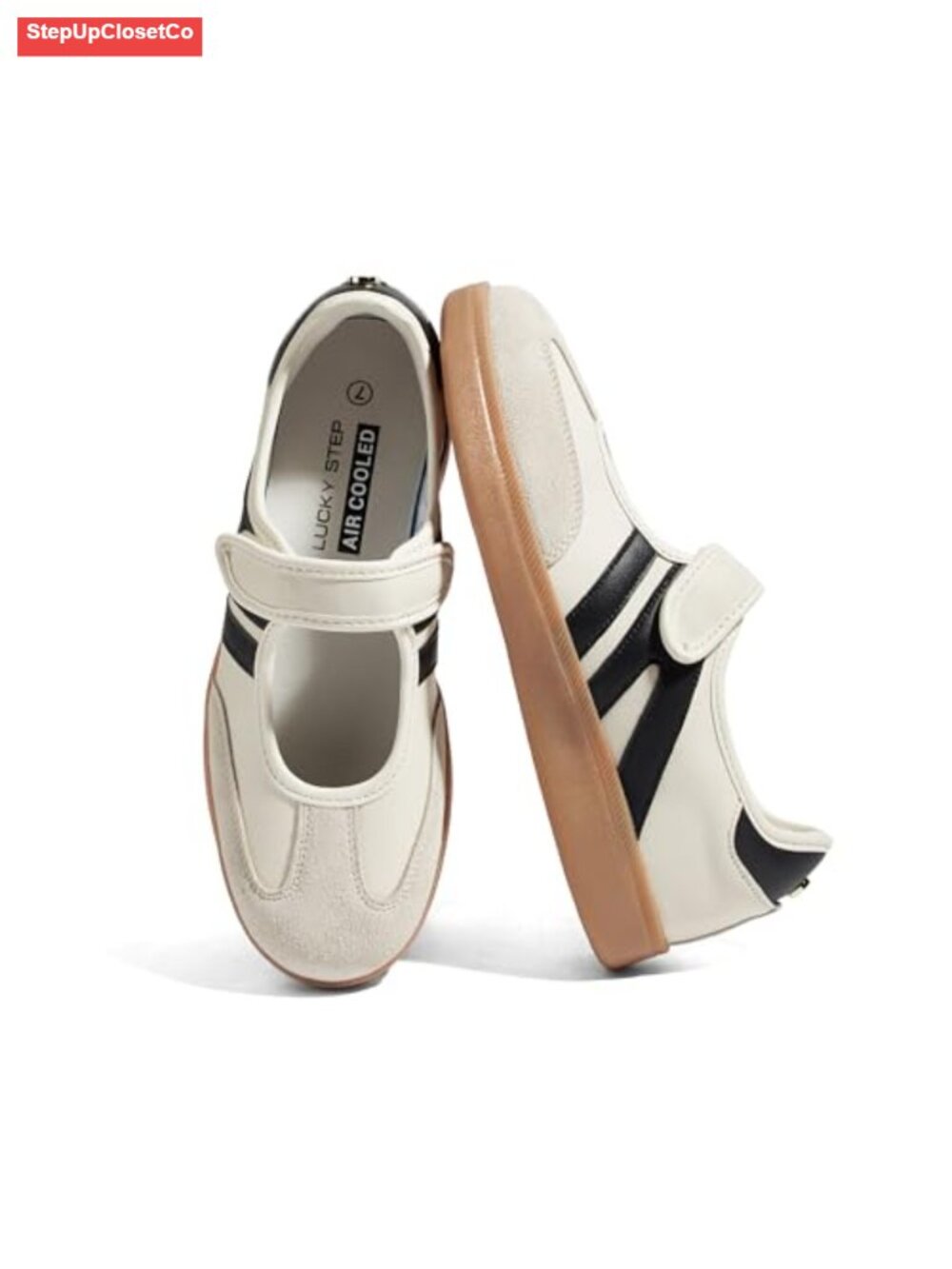 Cow Suede & Faux Leather Slip On Sneakers Hook and Loop Walking Shoes
